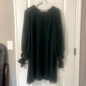 Calvin Klein 16w Chiffon layered forest green dress